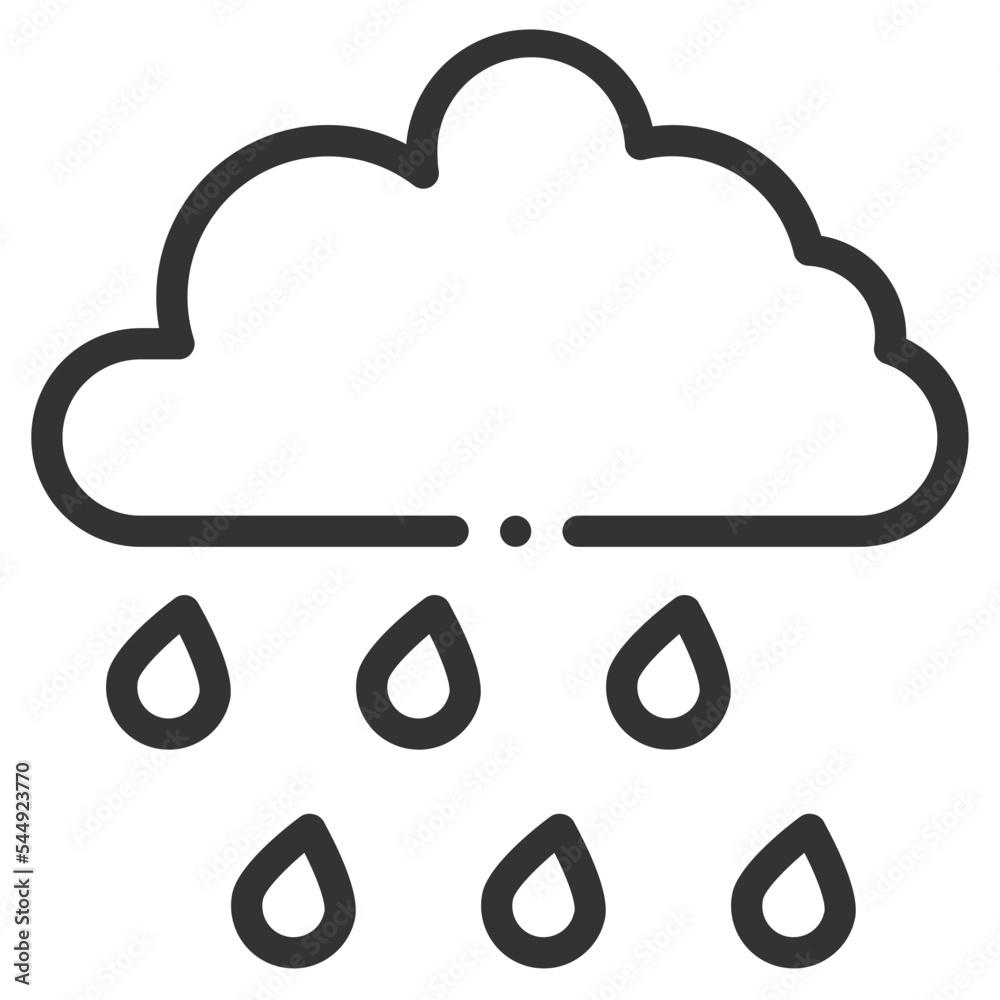 Vector rain outline icon on the empty white background Vector rain outline icon on the empty white background