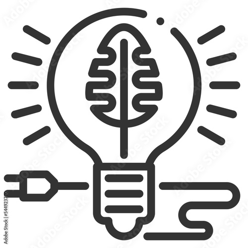 Vector electricity outline icon on the empty white background