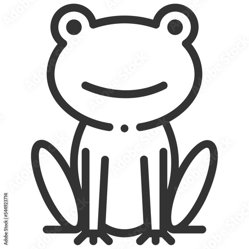Vector frog outline icon on the empty white background