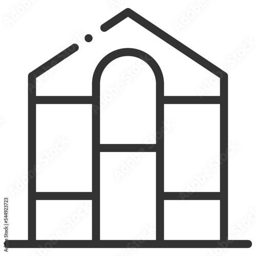 Vector greenhouse outline icon on the empty white background