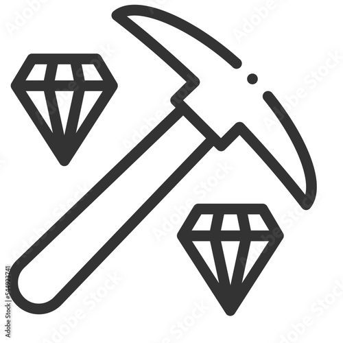 Vector mining outline icon on the empty white background