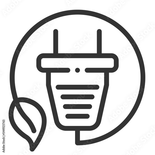 Vector plug outline icon on the empty white background
