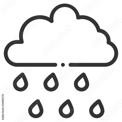 Vector rain outline icon on the empty white background