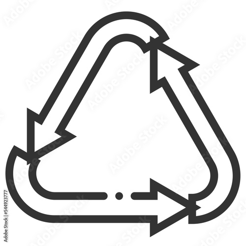 Vector recycle bin outline icon on the empty white background