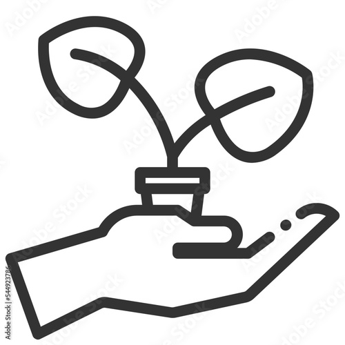 Vector save plant outline icon on the empty white background