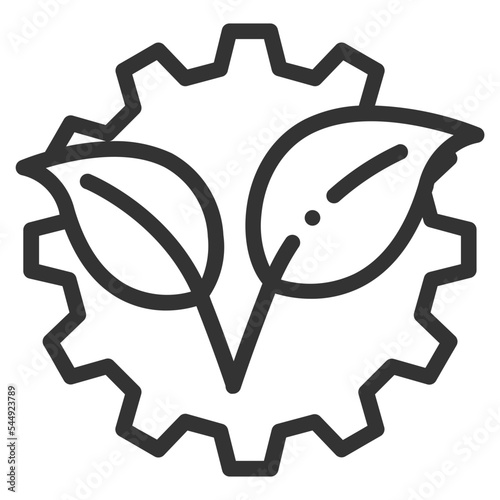 Vector setting outline icon on the empty white background