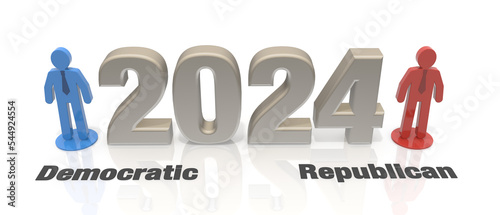 2024年の選挙。民主党と共和党の対決。2人の立候補者。選挙に出馬する。
