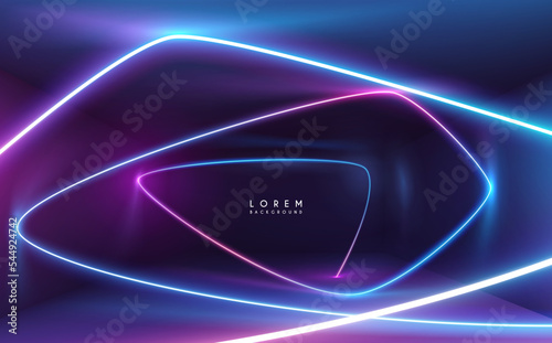 Abstract neon line in room