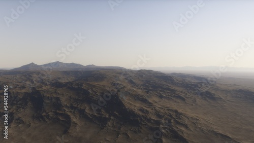 realistic surface of an alien planet  view from the surface of an exo-planet  canyons on an alien planet  stone planet  desert planet 3d render 