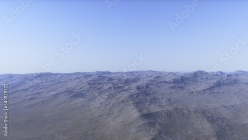 beautiful view from an exoplanet, a view from an alien planet, a computer-generated surface, a fantastic view of an unknown world, a fantasy world 3D render 