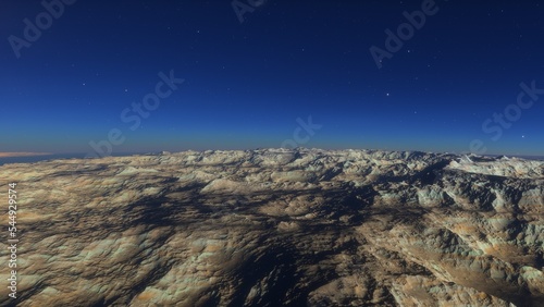 alien planet landscape  science fiction illustration  view from a beautiful planet  beautiful space background 3d render 