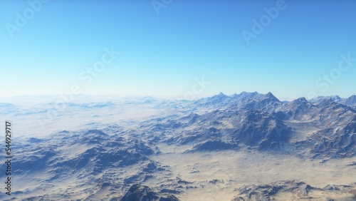 alien planet landscape, science fiction illustration, view from a beautiful planet, beautiful space background 3d render 