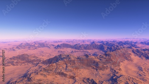 alien planet landscape  science fiction illustration  view from a beautiful planet  beautiful space background 3d render 