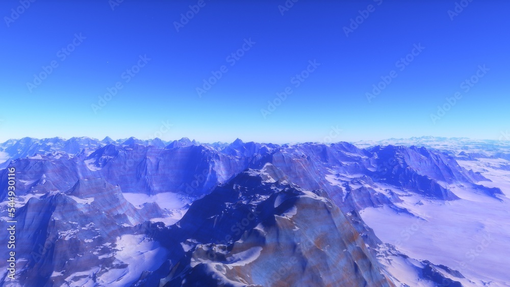 Fototapeta premium 3d rendered Space Art: Alien Planet - A Fantasy Landscape 