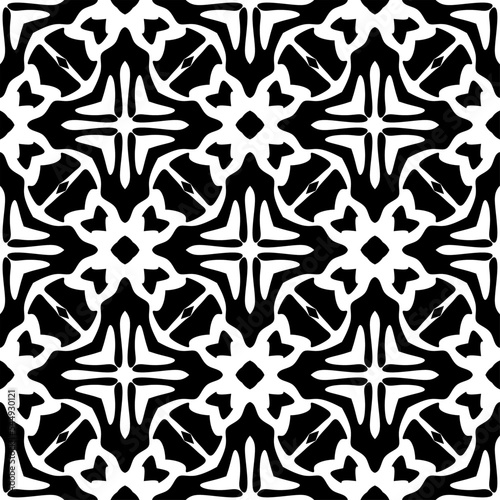 seamless flower design with black and white pattern