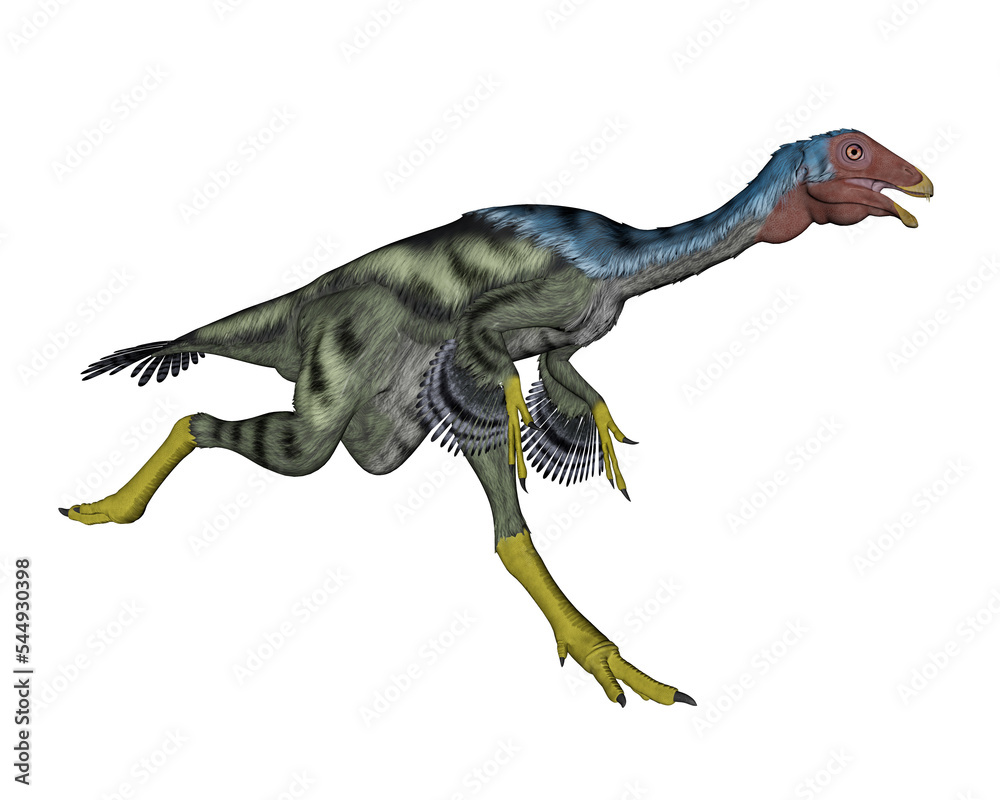 Caudipteryx dinosaur running- 3D render Caudipteryx dinosaur running- 3D render