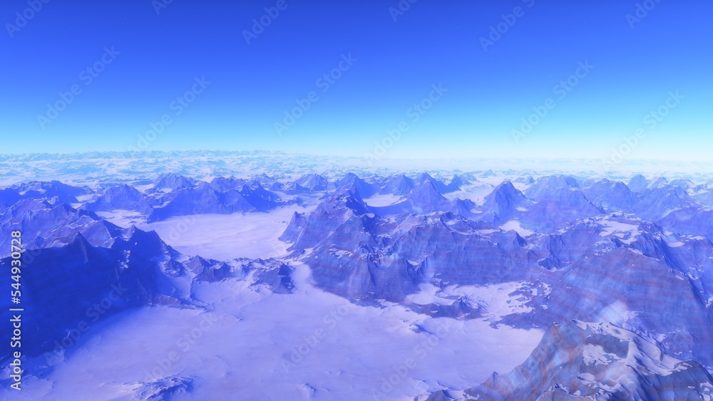 Obraz premium alien planet landscape, science fiction illustration, view from a beautiful planet, beautiful space background 3d render