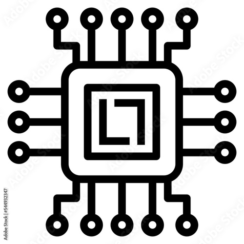 microchip line icon style