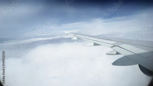 view of the aircraft wing from the plane