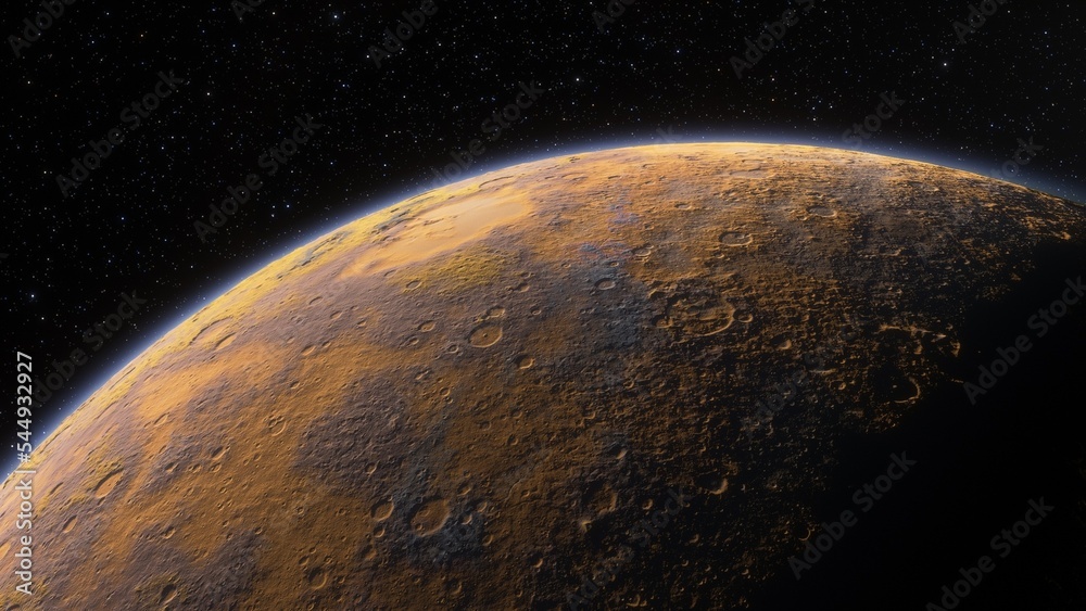 Naklejka premium super-earth planet, realistic exoplanet, planet suitable for colonization, earth-like planet in far space, planets background 3d render 