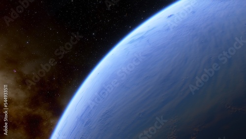 super-earth planet  realistic exoplanet  planet suitable for colonization  earth-like planet in far space  planets background 3d render 