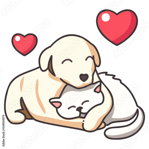Dog love cat icon