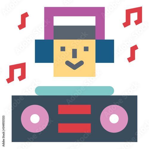 disc jockey flat icon style