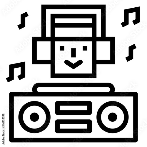 disc jockey line icon style