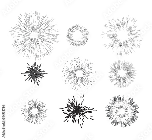 set of fireworks black and white