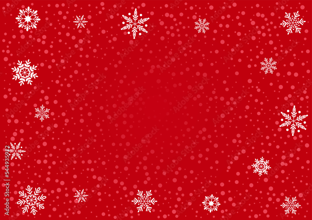 Red background with snowflakes and snowfall. Merry Christmas and Happy New Year banner Red background with snowflakes and snowfall. Merry Christmas and Happy New Year banner