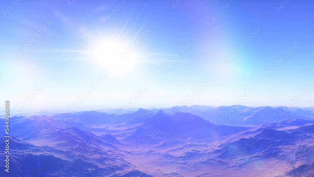 Aerial fly over martian red planet landscape Aerial fly over martian red planet landscape