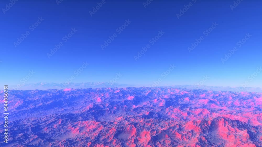 Aerial fly over martian red planet landscape Aerial fly over martian red planet landscape