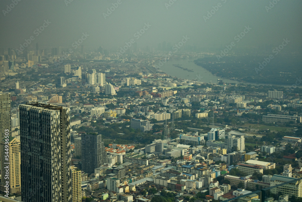 The cityscape of Bangkok, Thailand from aerial view