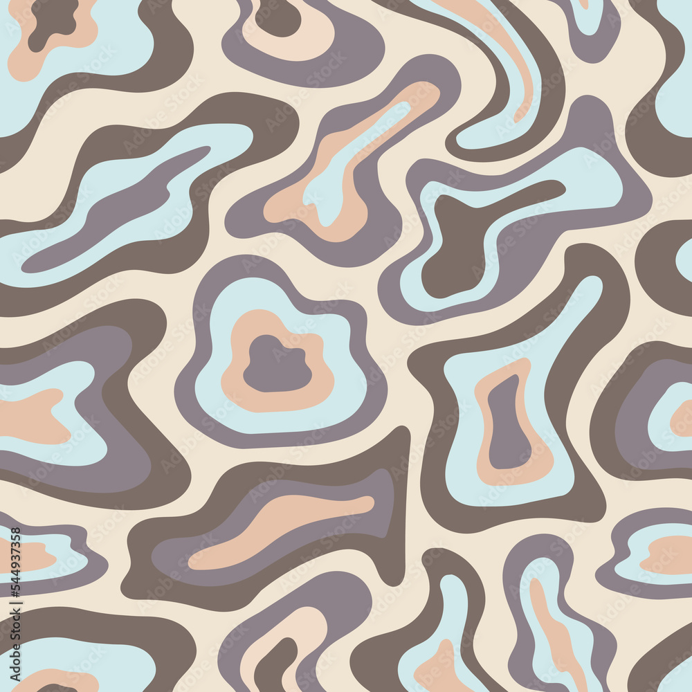 Vector seamless pattern with abstract spots. Beige texture with curved shapes. Illustration of camouflage. Design for prints, decor and textiles.
