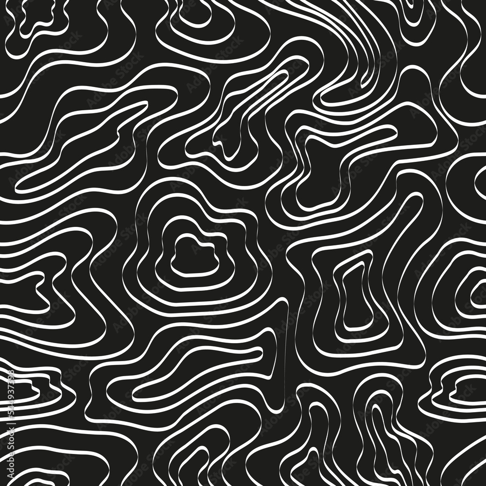 Vector seamless pattern with abstract spots. Black and white. Texture with small curved contour shapes. Monochrome camouflage illustration. Design for prints, decor and textiles. Vector seamless pattern with abstract spots. Black and white. Texture with small curved contour shapes. Monochrome camouflage illustration. Design for prints, decor and textiles.