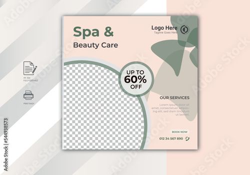 Beauty & spa banner social media post template design