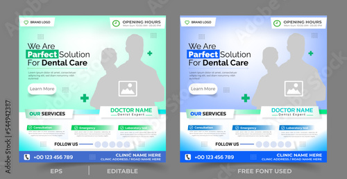 Medical or dental care or Healthcare Social Media Post square flyer web banners
