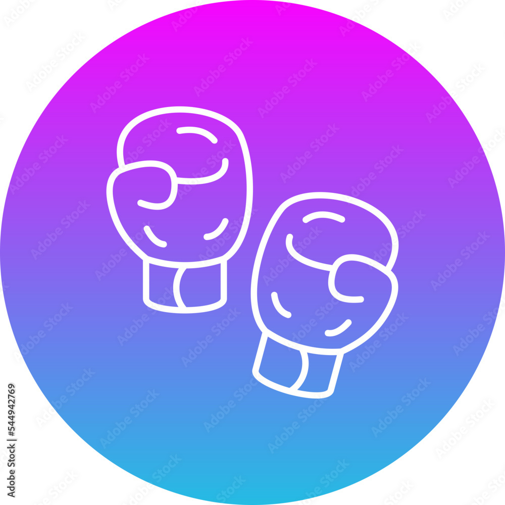Obraz premium Boxing Glove Gradient Circle Line Inverted Icon