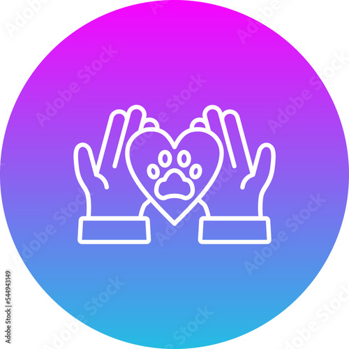 Animal Care Gradient Circle Line Inverted Icon