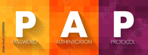 PAP Password Authentication Protocol - password-based authentication protocol used by Point to Point Protocol to validate users, acronym text concept background