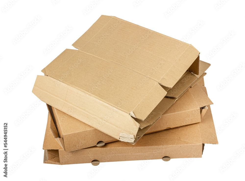 Cardboard boxes isolated on white. Cardboard recycling. Cardboard