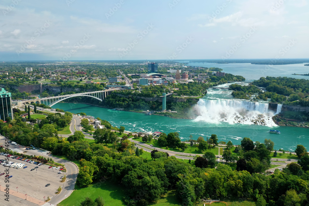 Aerial of the American Falls at Niagara Falls, United States