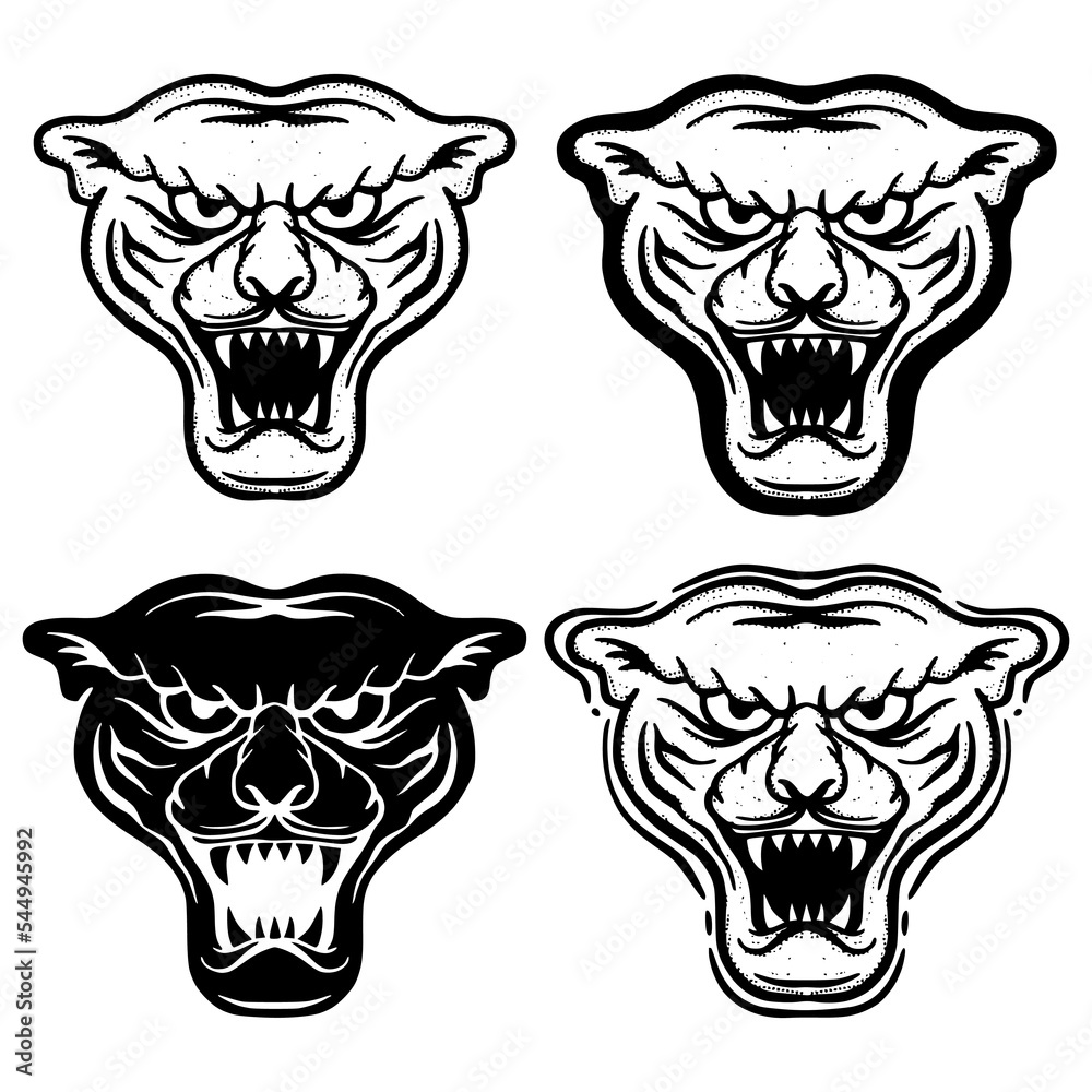 Collection set Black panther Illustration hand drawn sketch doodle for tattoo, stickers, logo, etc Collection set Black panther Illustration hand drawn sketch doodle for tattoo, stickers, logo, etc
