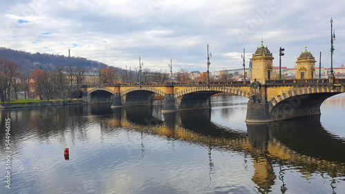 Charles bridge, Karlov most over Vltava river in Prague, Czech Republic. Travel, tourism, landmark in Europe 