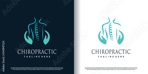 Chiropractic logo design vector with creative abstract concept premium vector