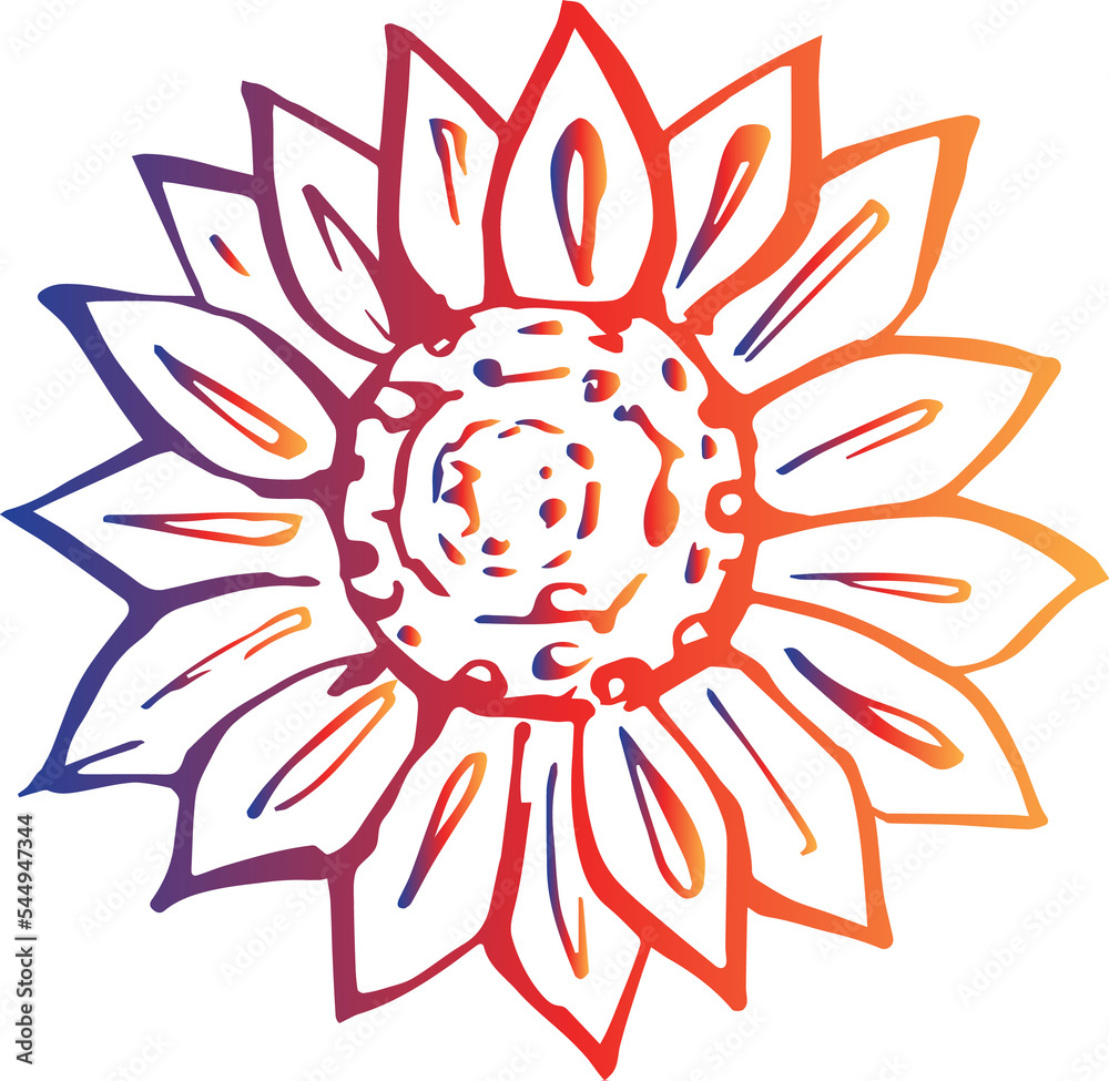 Thanksgiving hand drawn gradient sunflower. PNG illustration Thanksgiving hand drawn gradient sunflower. PNG illustration