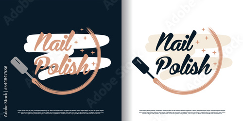 Nail polish logo icon with modern creative and unique concept premium vector