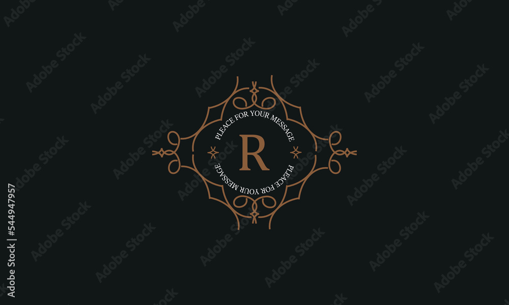 Vintage monogram or logo template from elegant calligraphic lines. Vector illustrations with the letter R