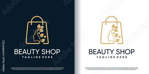 Beauty shop logo template with creative style premium vector