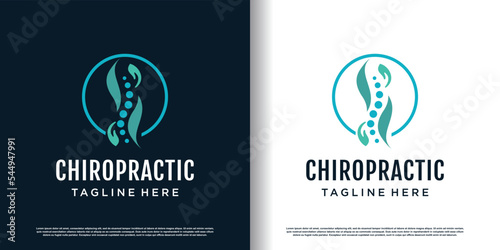 Chiropractic logo design vector with creative abstract concept premium vector